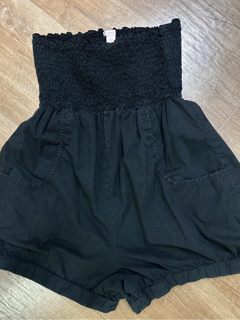 Xhilaration Black Strapless Smocked Romper